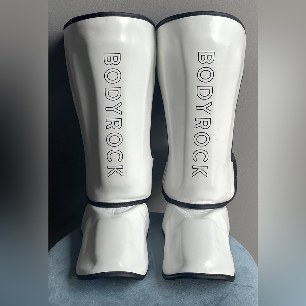 BodyRock Kids White Shin Guards with Ankle Protection